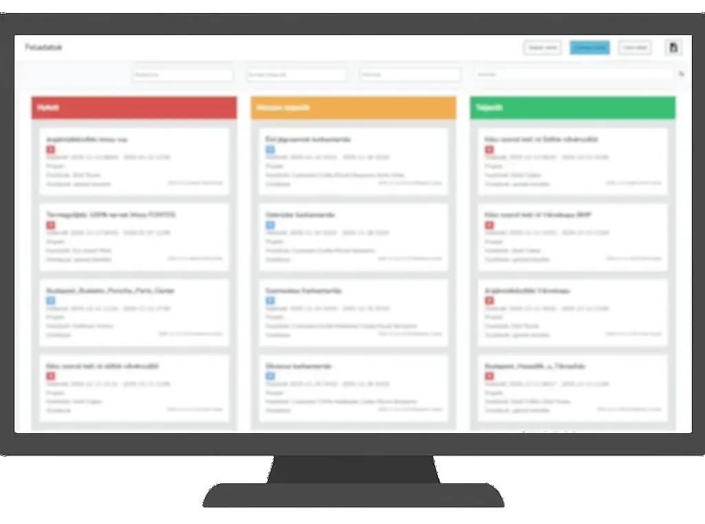Feladat nyilvántartás képernyőfotón